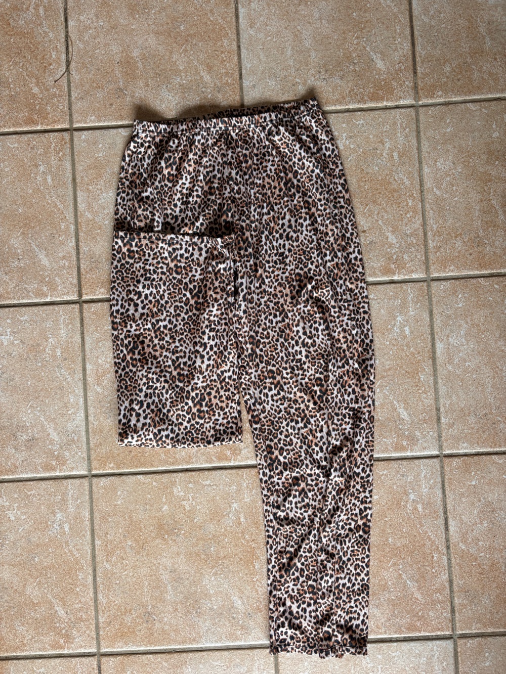 Leopard Print Straight Leg Pants - Brown